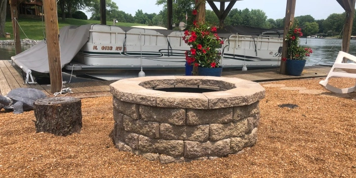 Fire pit installed for backyard in Edwardsville, IL.